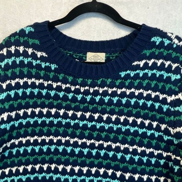 NWT ST. JOHN’S BAY Women’s Cable Knit Sweater Sz Large Crew Neck Blue White LS - Picture 3 of 12